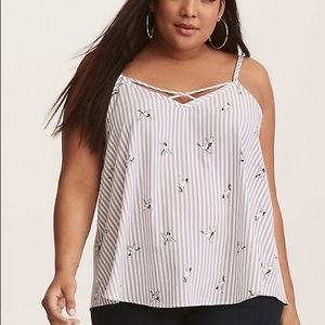 Grey & white striped crane tank top size 2